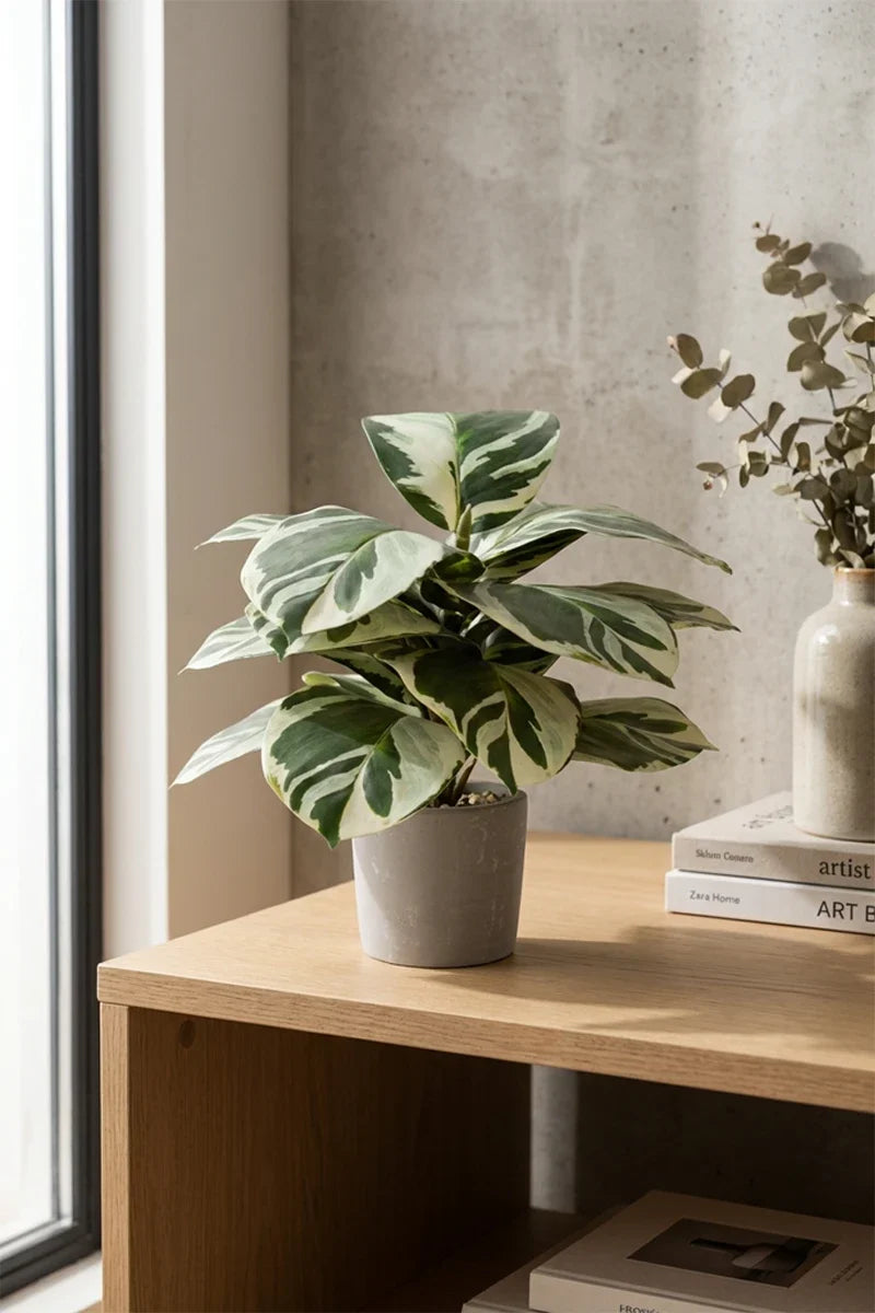 Maceta Calathea artificial 35cm Bicolor