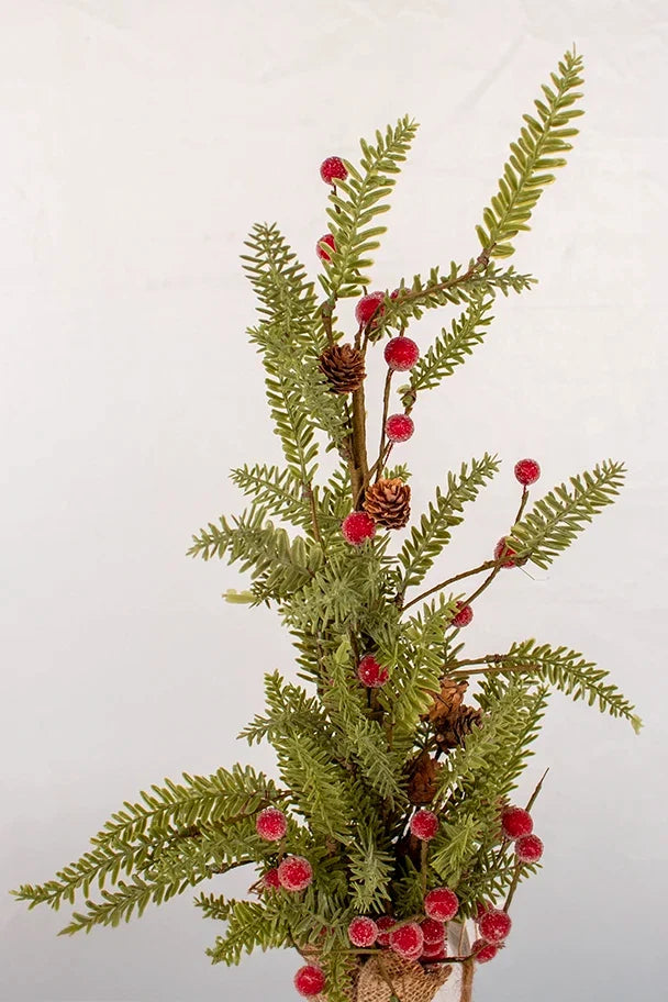 Macetita pino saco piña/berry 65cm artificial