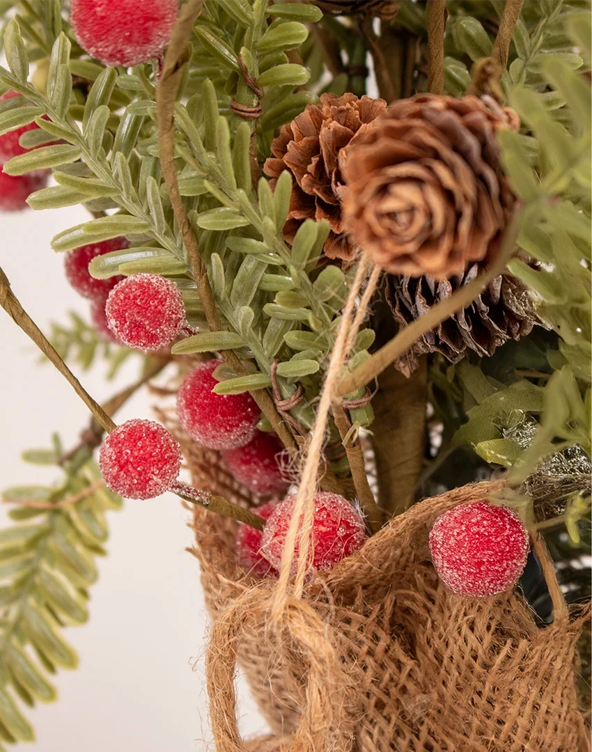 Macetita pino saco piña/berry 65cm artificial